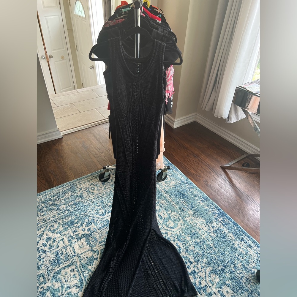Crochet long black dress by MEXX